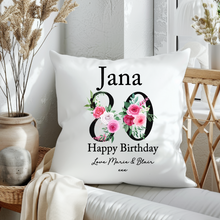 Load image into Gallery viewer, Custom Floral Number Birthday Pillow Case