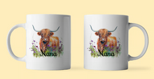Load image into Gallery viewer, Personalised Highland Cow 11oz Mug | Watercolour Highland Cow Mug