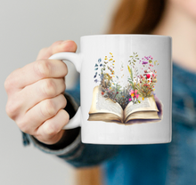 Load image into Gallery viewer, Cup of Tea and Good Book Design 11oz Mug