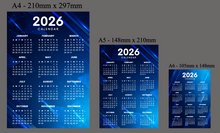 Load image into Gallery viewer, 2026 Magnetic Calendar – Blue | A4, A5 & A6