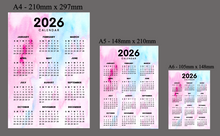 Load image into Gallery viewer, 2026 Magnetic Calendar – Pink | A4, A5 & A6