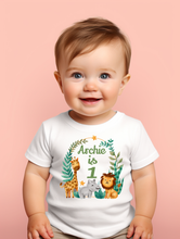 Load image into Gallery viewer, Kids Birthday T-Shirt | Jungle Animal Design Birthday T-Shirt
