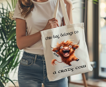 Load image into Gallery viewer, Crazy Cow Collection | Personalised Crazy Cow Tote Bag