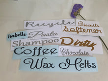 Load image into Gallery viewer, Self Adhesive Personalised Vinyl Labels for kitchen, bedroom, bathroom, storage