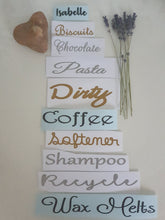 Load image into Gallery viewer, Self Adhesive Personalised Vinyl Labels for kitchen, bedroom, bathroom, storage
