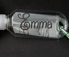 Load image into Gallery viewer, Personalised Refillable Plastic Bottle with Clip Hook