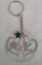 Load image into Gallery viewer, Acrylic 2 Initial Personalised Key Ring with Interlinking Hearts