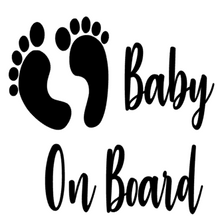Load image into Gallery viewer, Baby on Board with baby foot prints Vinyl Car Sticker