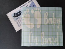 Load image into Gallery viewer, Baby on Board with baby foot prints Vinyl Car Sticker