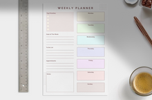 Load image into Gallery viewer, Colorful Weekly Planner | A4 Printable Planner | Instant Download PDF | Rainbow Weekly Schedule | Productivity &amp; Time Management Organizer
