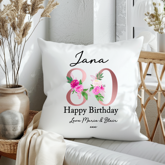 Custom Floral Number Birthday Pillow Case Our Print Shop
