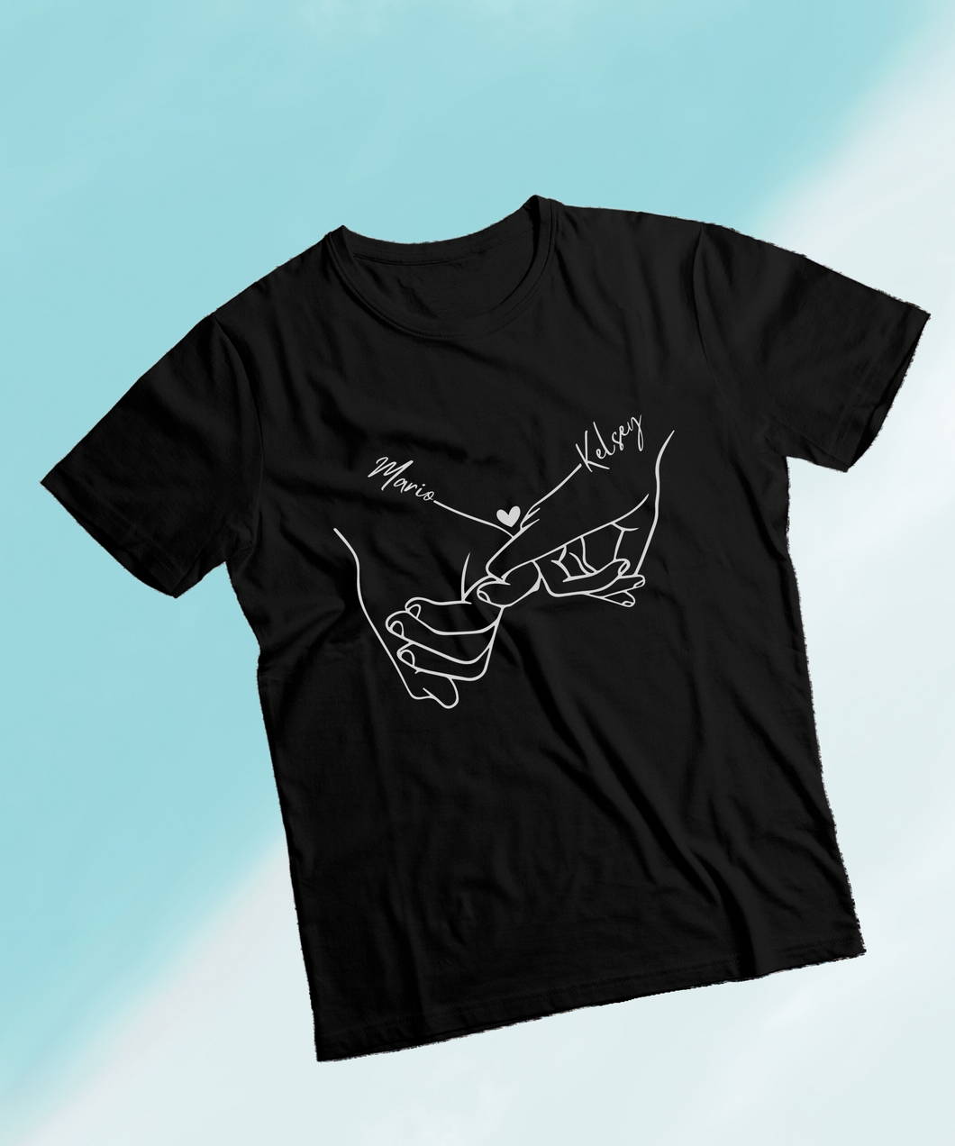 Personalised Linked Hands Design Unisex T-shirt