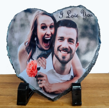 Load image into Gallery viewer, Personalised Photo Slate | Personalised Heart Photo Plaque

