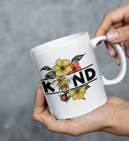 Bee Kind Design Mug | Retro Wild Flower Bee Kind Design Mug