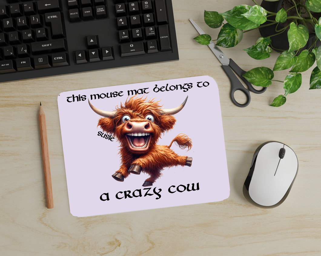 Crazy Cow Collection |  Personalised Crazy Cow Mouse Mat