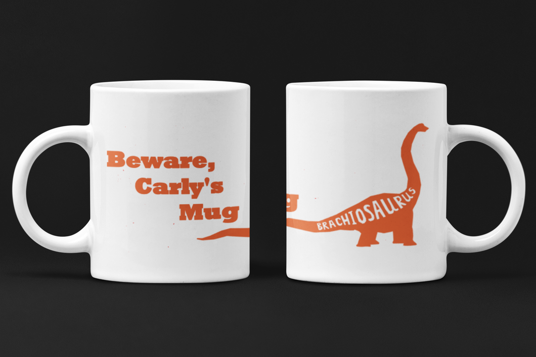 Beware Dinosaur Design Personalised Mug
