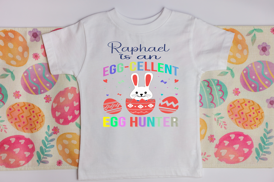 Personalised 'Eggcellent' Egg Hunter T-Shirt