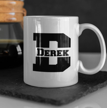 Load image into Gallery viewer, Personalised Initial Mug with monogram design | Split Letter design
