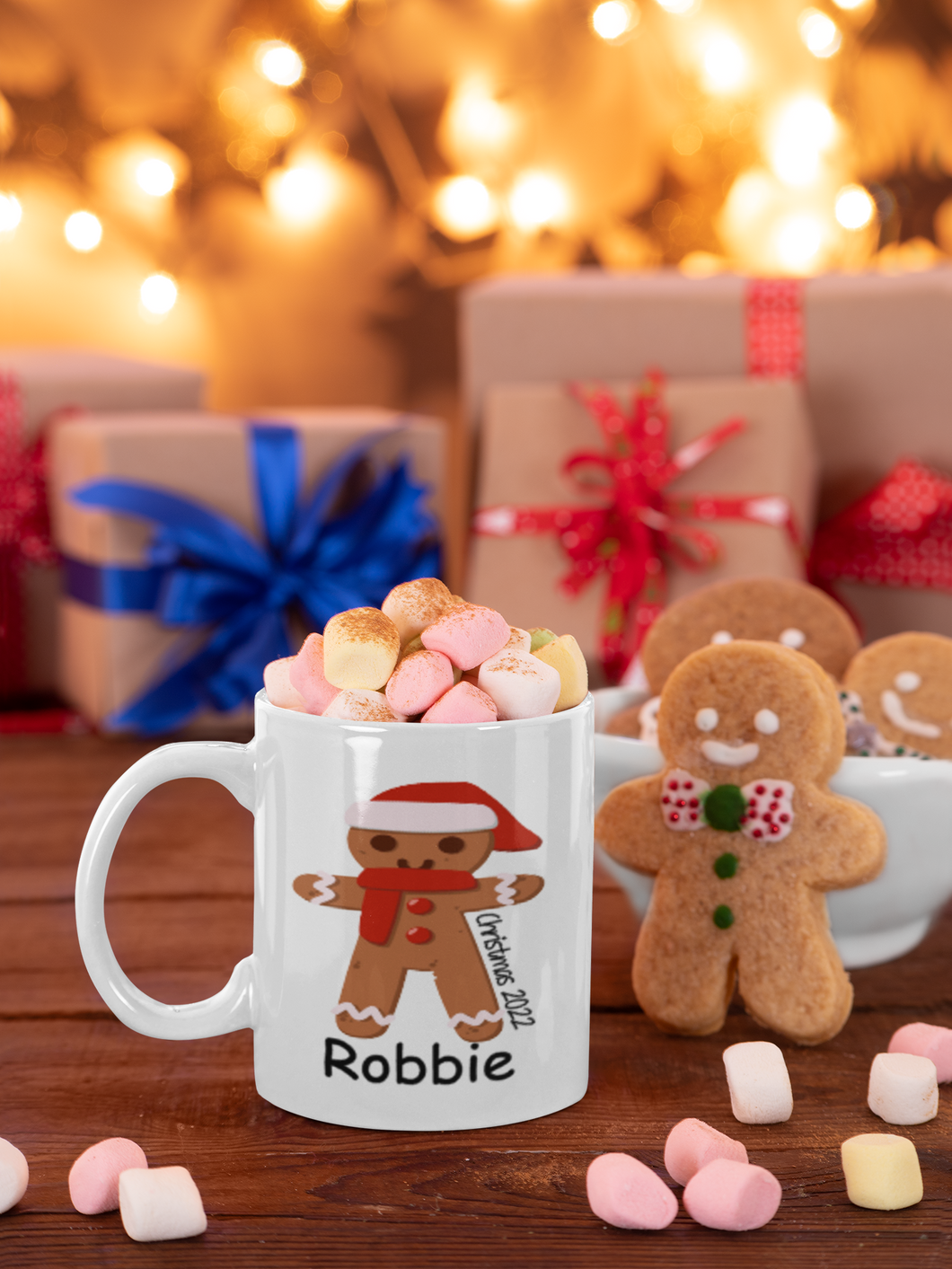 Personalised Christmas Gingerbread Man or Snowman Mug |