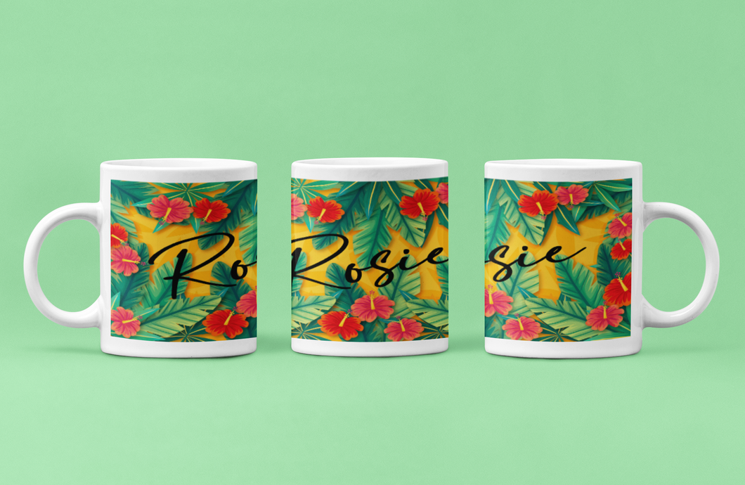 Personalised Flower Banner Mug | Custom Flower Wrap Mug