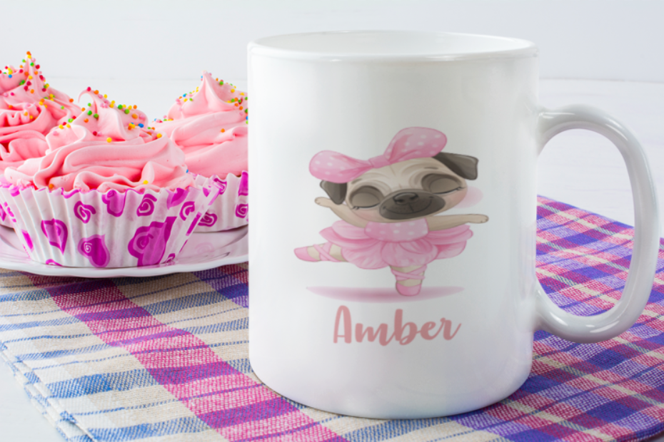 Personalised Cute Ballerina Animal Mug | Pug Mug | Elephant Mug | Unicorn Mug| Bear Mug
