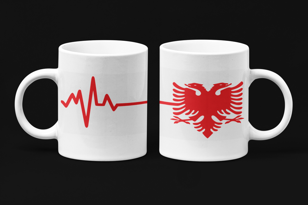 Albania Heartbeat Mug, Shqiponja Heartbeat Mug